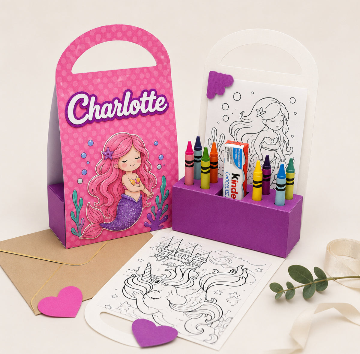 Personalised Kids Activity Crayon Box Party Favour Gift Bag