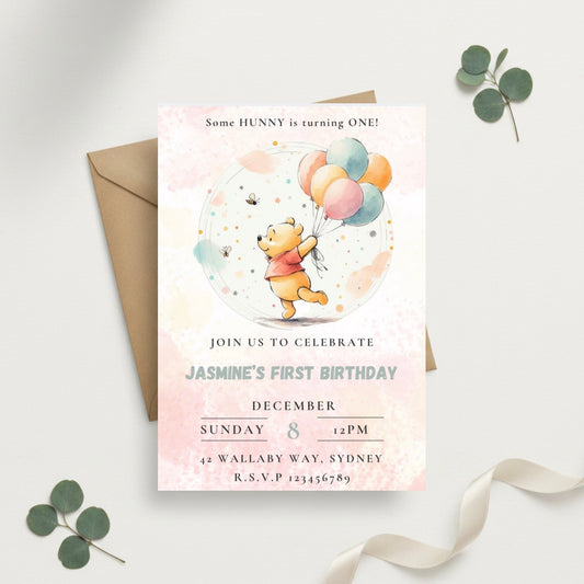 Winnie The Pooh Editable Invitation