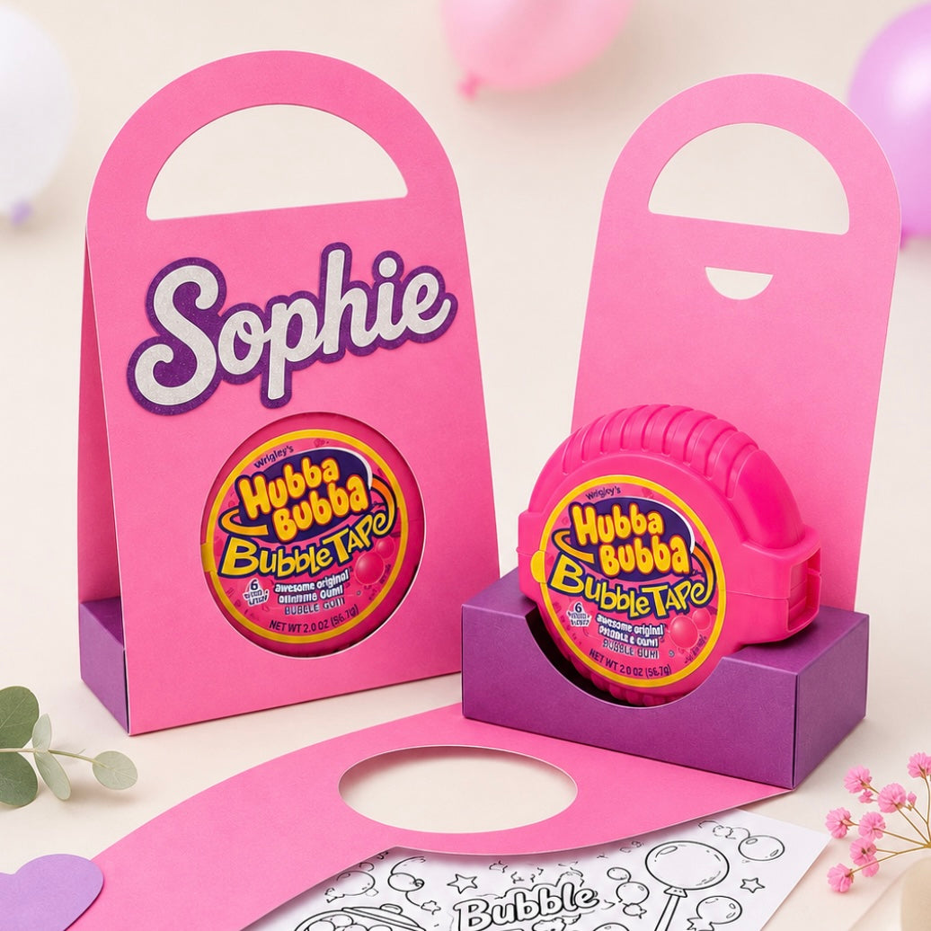 Hubba Bubba Bubble Gum Party Favour Printable Gift Box Template